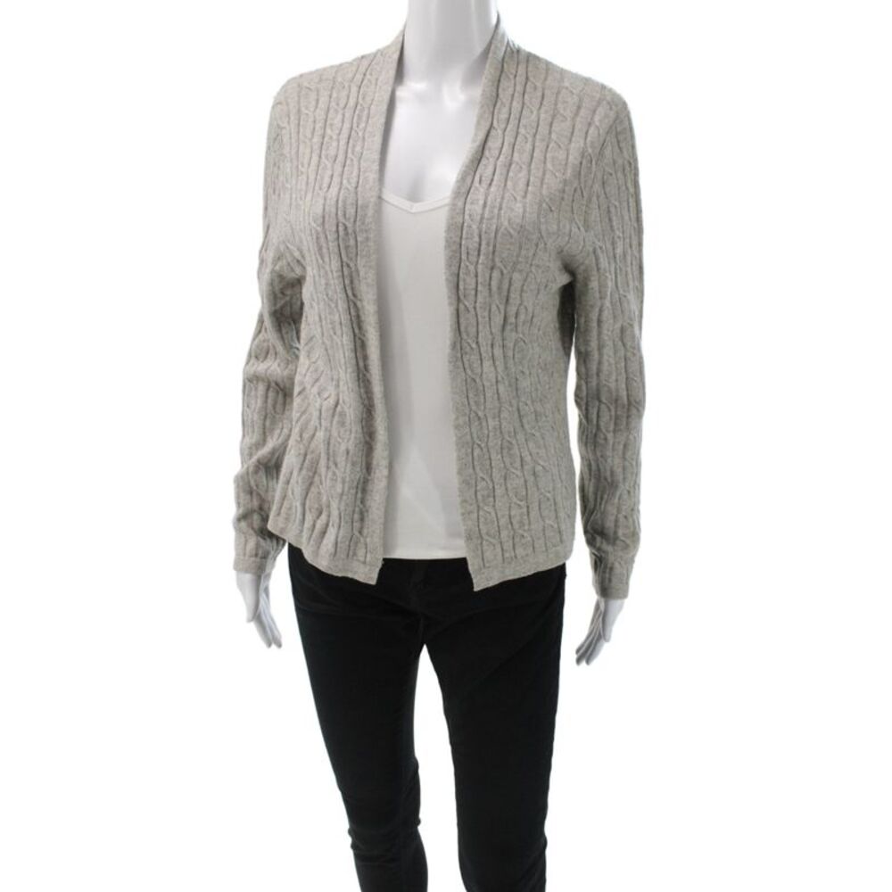 Lulu Bravo Womens Cashmere V-Neck Cardigan Gray Long Sleeve Size M